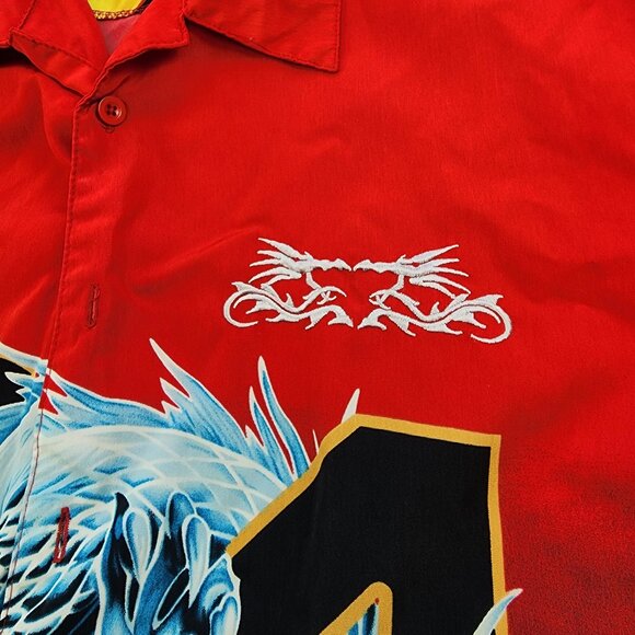 Urban Rags Flames Dragon Fire Button Short Sleeve Shirt (M) - Picture 5 of 8